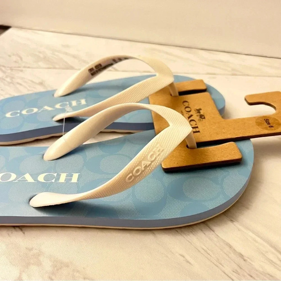 Coach Zak Flip Flop Chambray/Blue Sandals - Picture 8 of 12